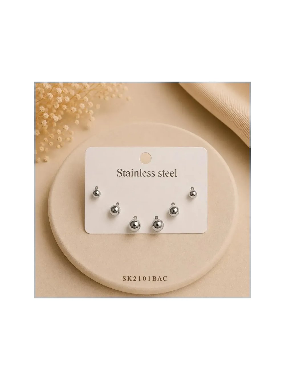 Set De Aros Esfericos Plateados x3 SK2101-BAC