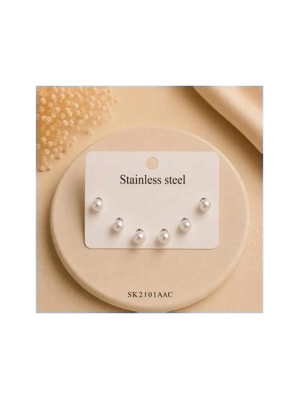 Set Aros Perlados con Plateado x3