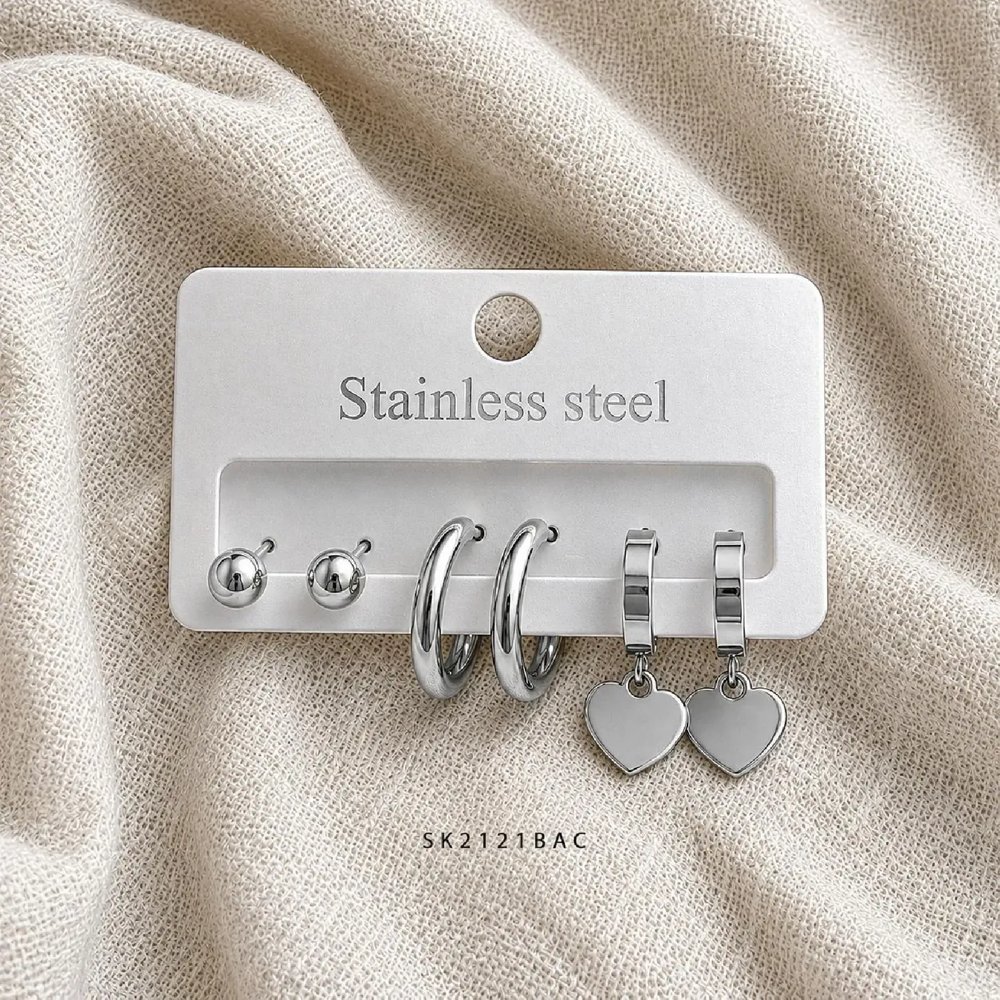 Set Aros BAC Plateado x3 SK2121-BAC