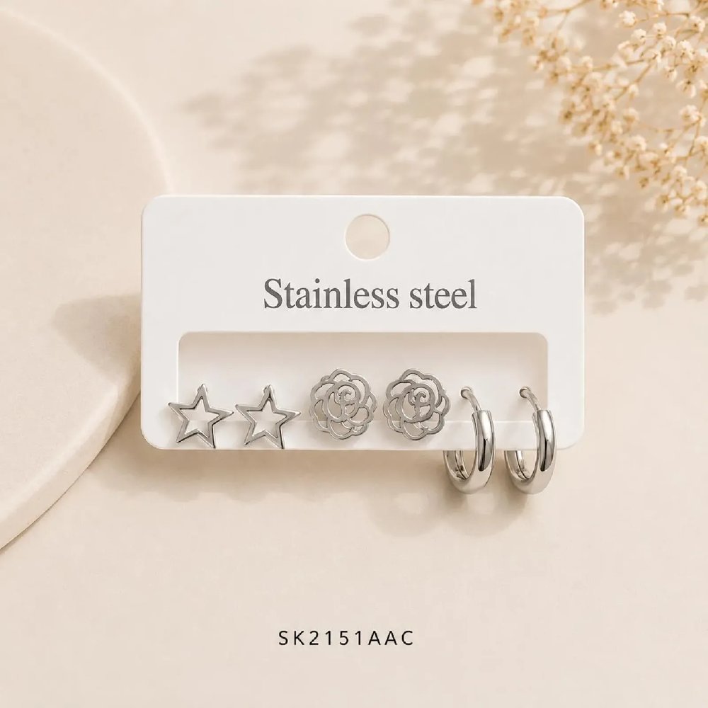 Set Aros ESFLO Plateado x3 SK2151-AAC