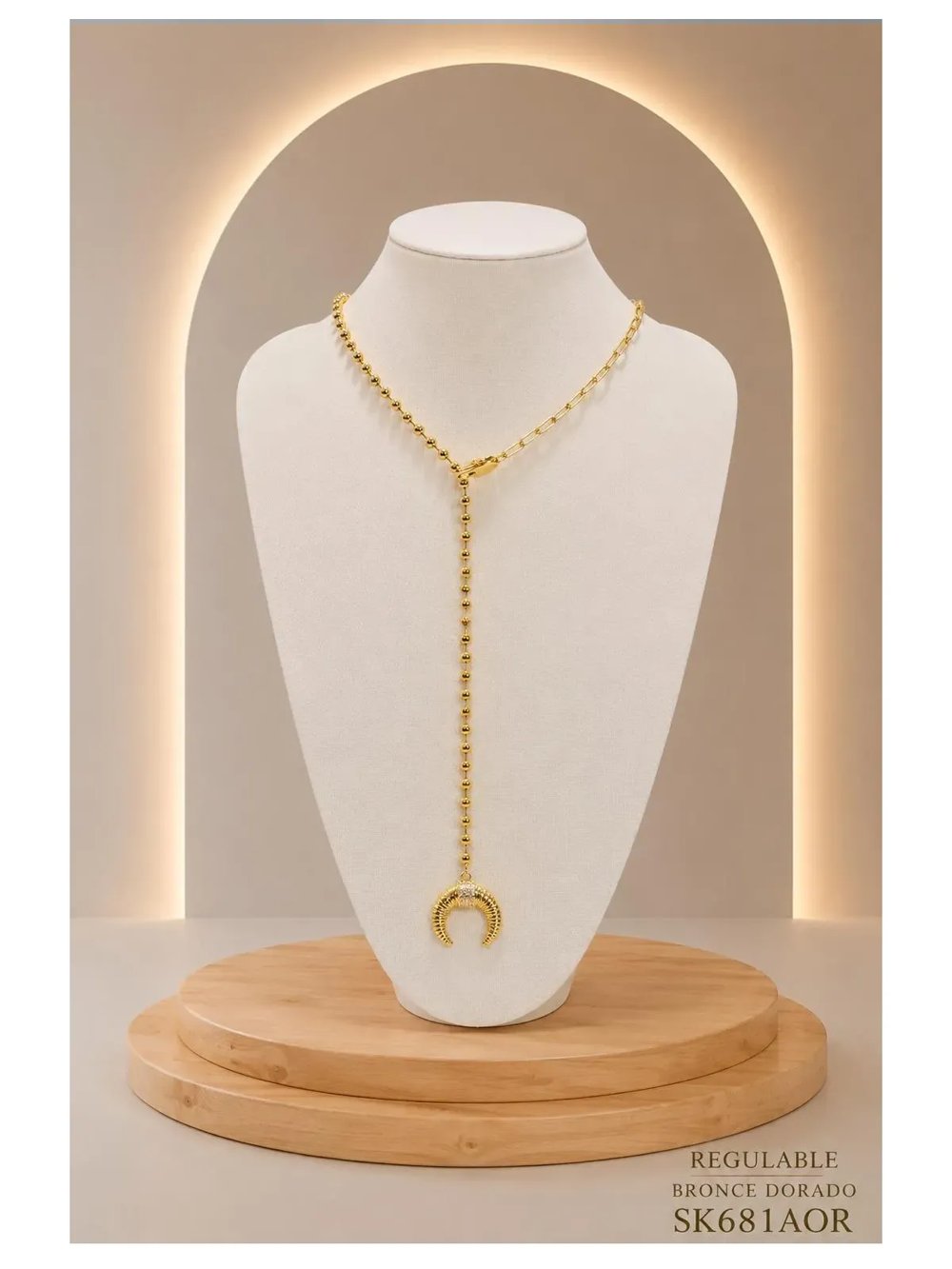 Collar Corbatero Bronce Dorado SK681-AOR-56CM