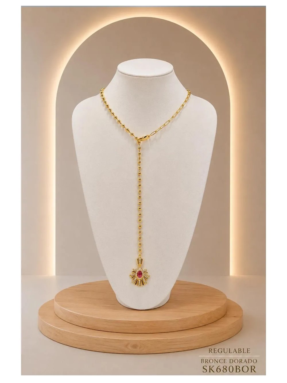 Collar Corbatero Bronce Dorado SK680-BOR-56CM