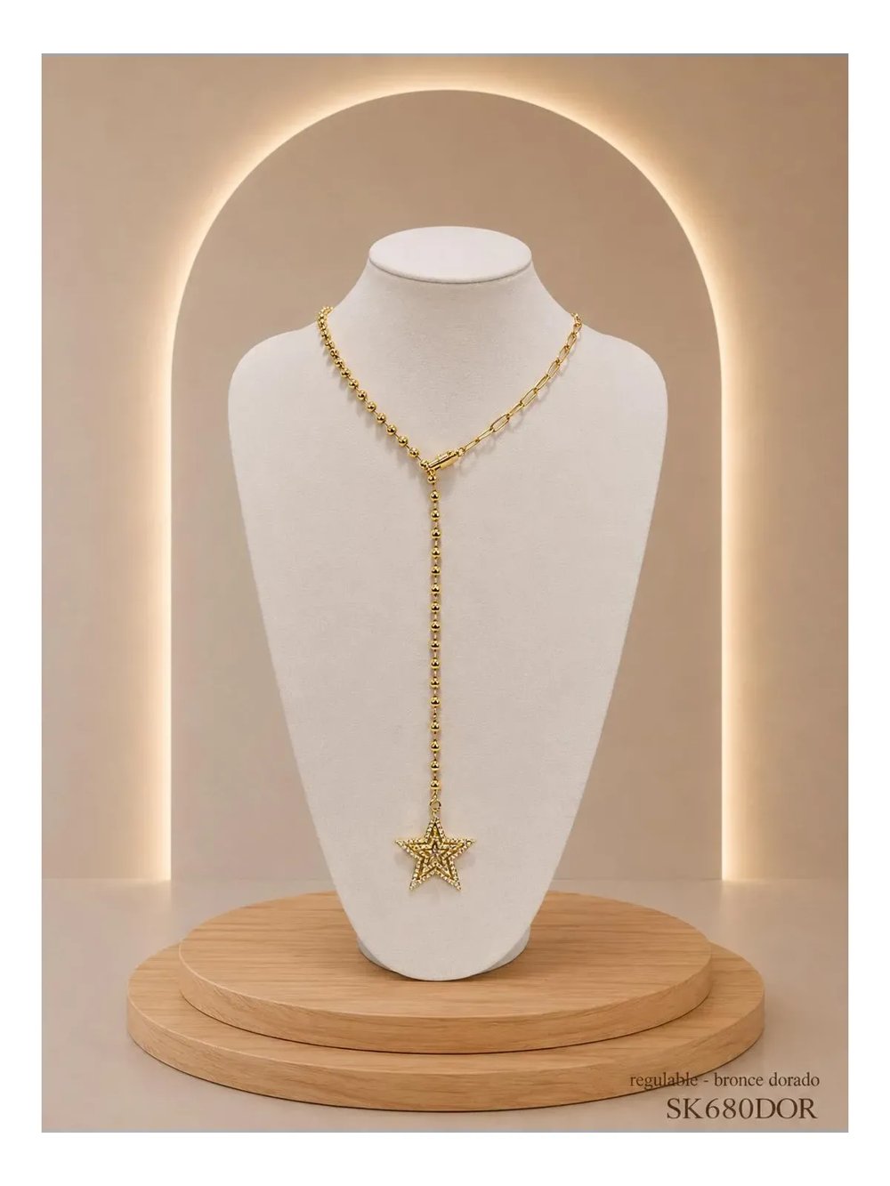 Collar Corbatero Bronce Dorado SK680-DOR-56CM