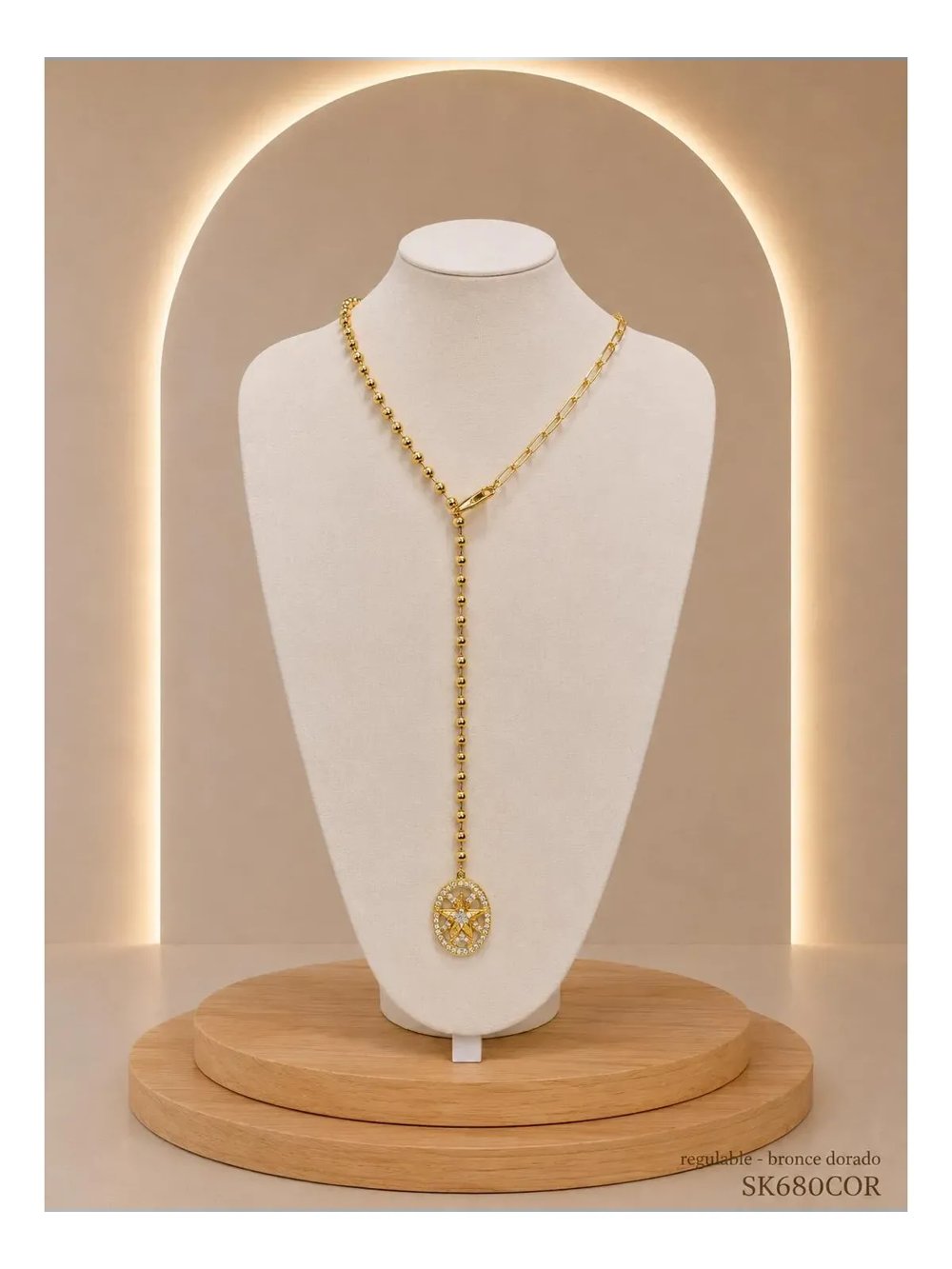 Collar Corbatero Bronce Dorado SK680-COR-56CM