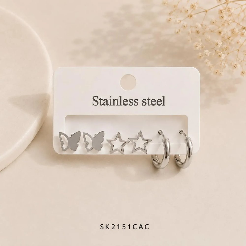 Set Aros MAES Plateado x3 SK2151-CAC