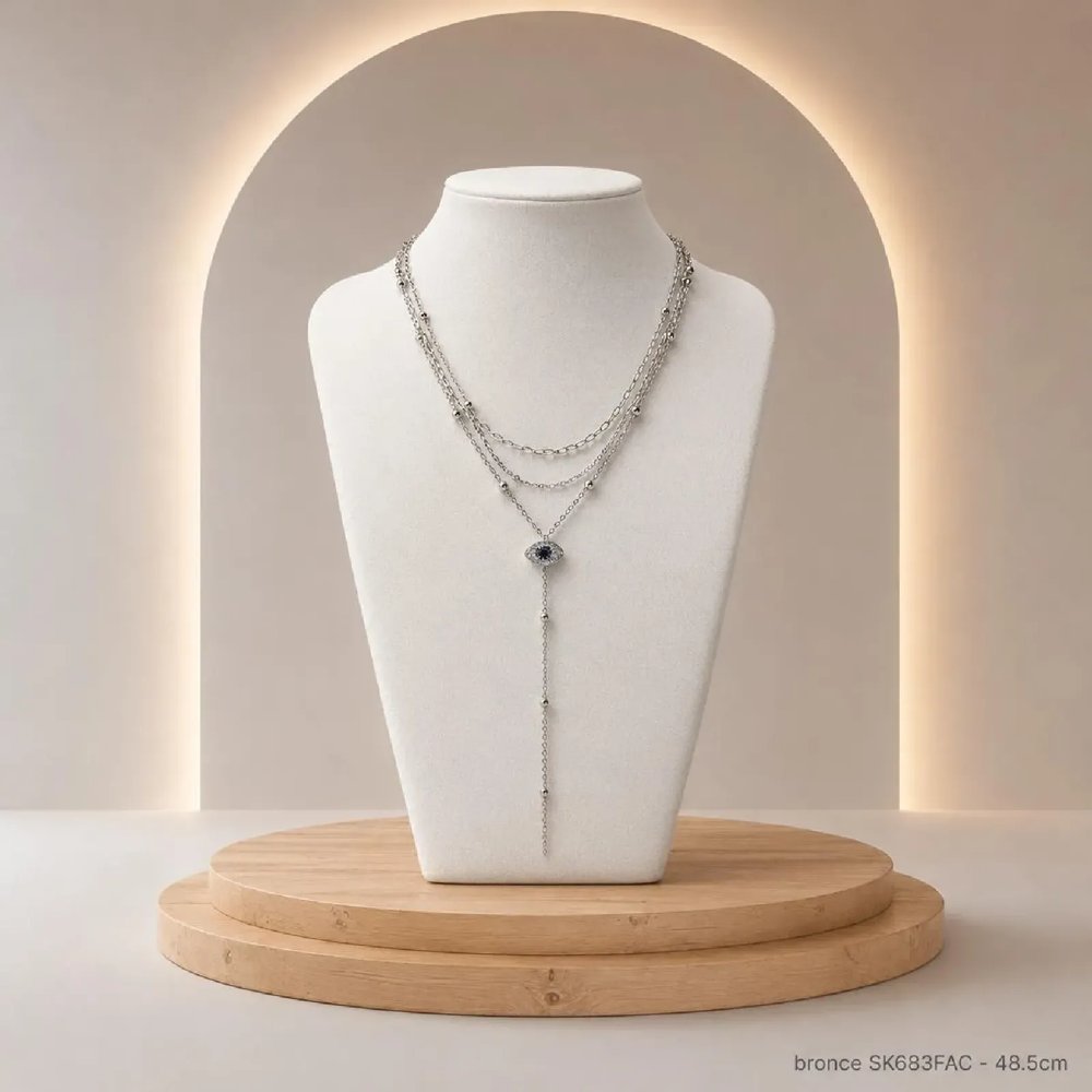 Collar Multicadena Plateado SK683-FAC-48.5CM