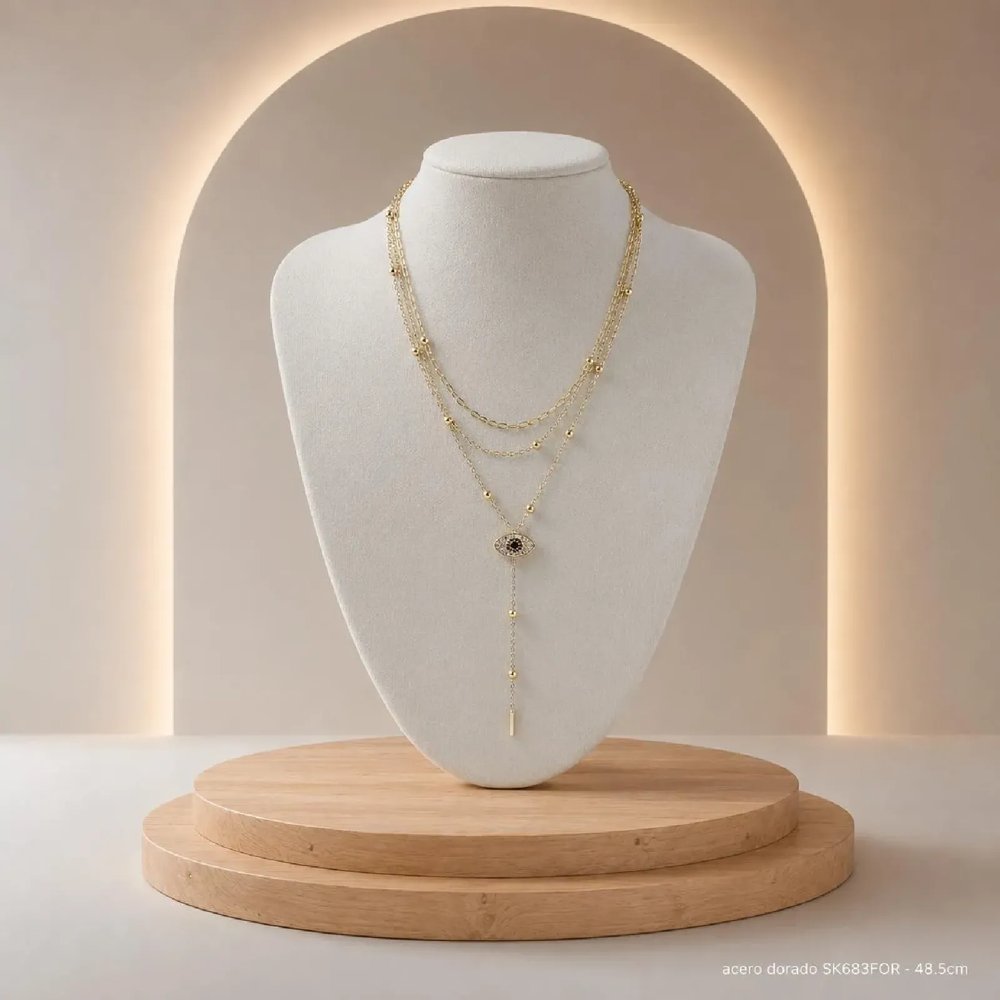 Collar Multicadena Dorado SK683-FOR-48.5CM