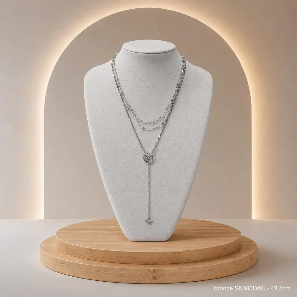 Collar Multicadena Plateado SK683-DAC-49.5CM