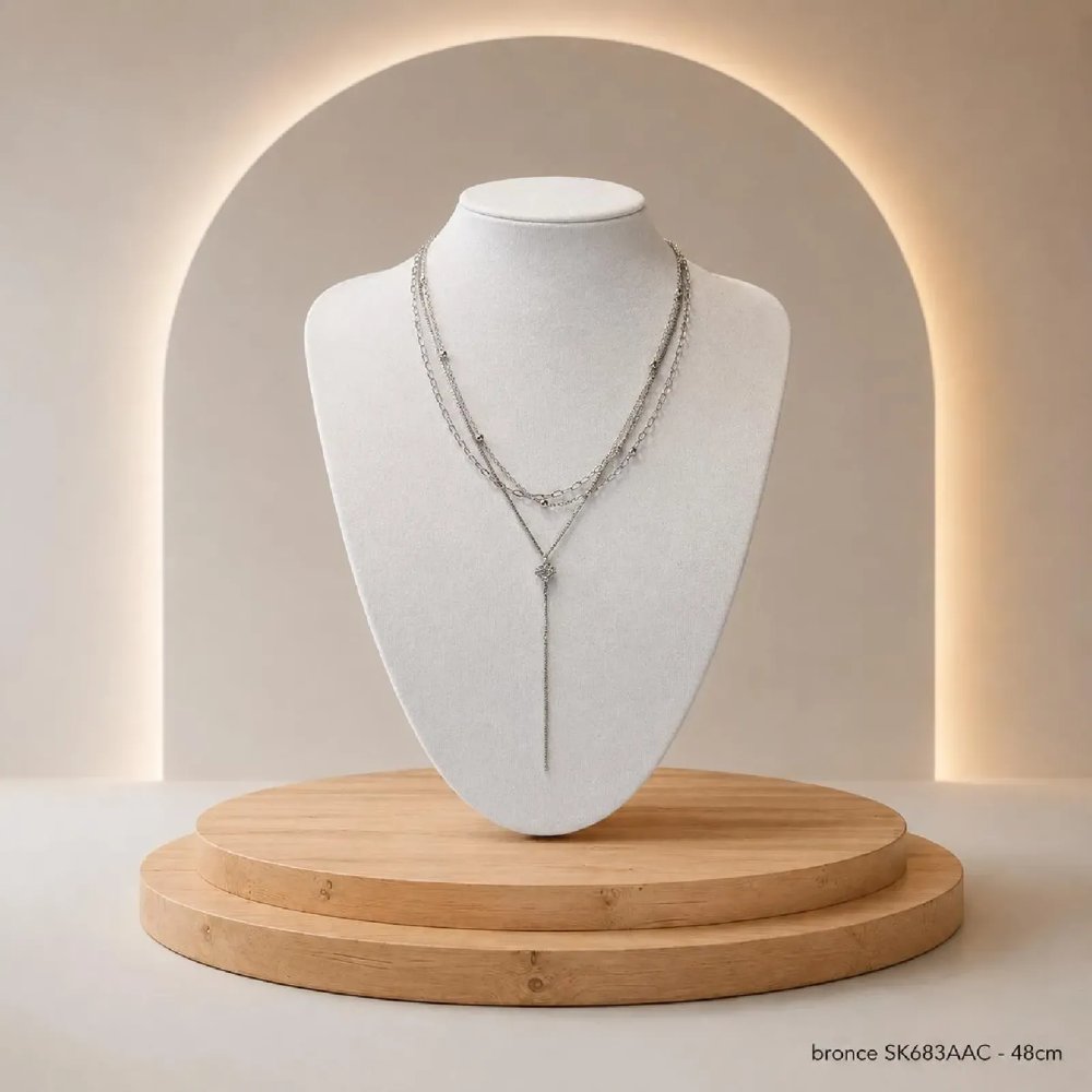 Collar Multicadena Plateado SK683-AAC-48CM