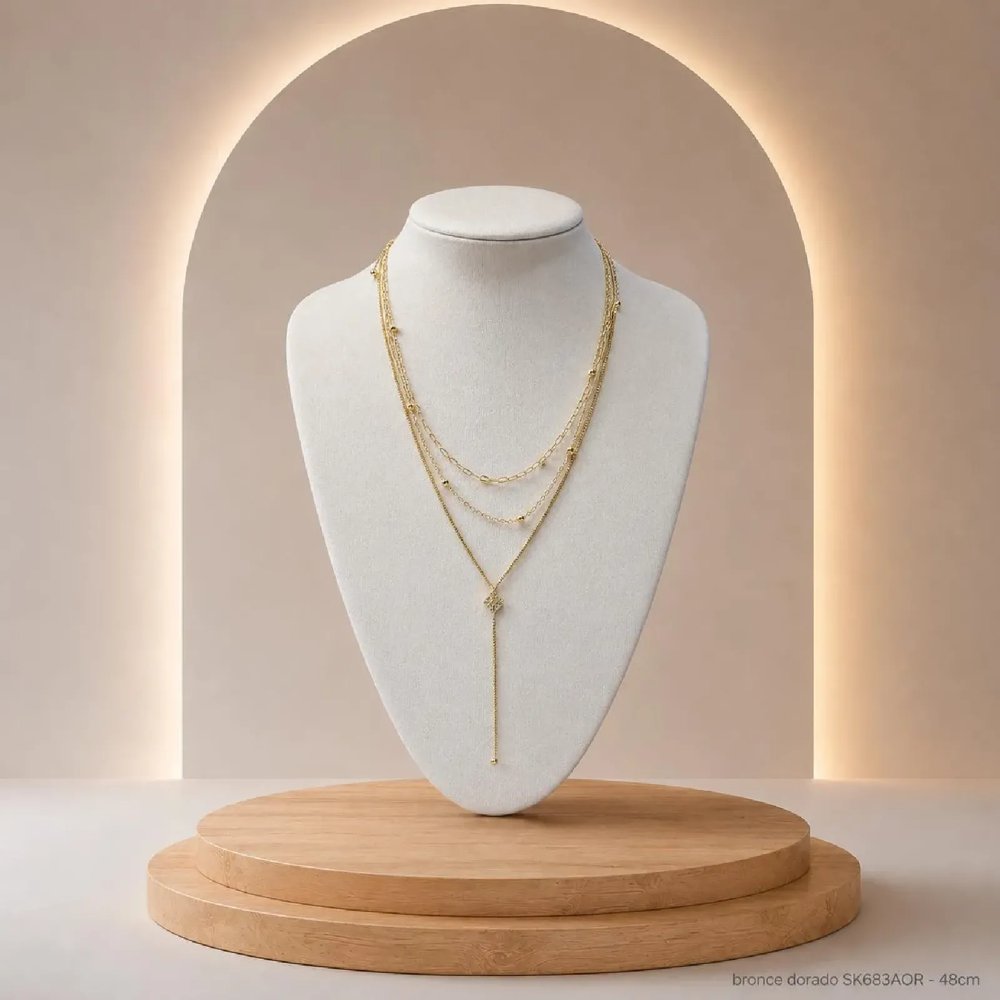 Collar Multicadena Dorado SK683-AOR-48CM