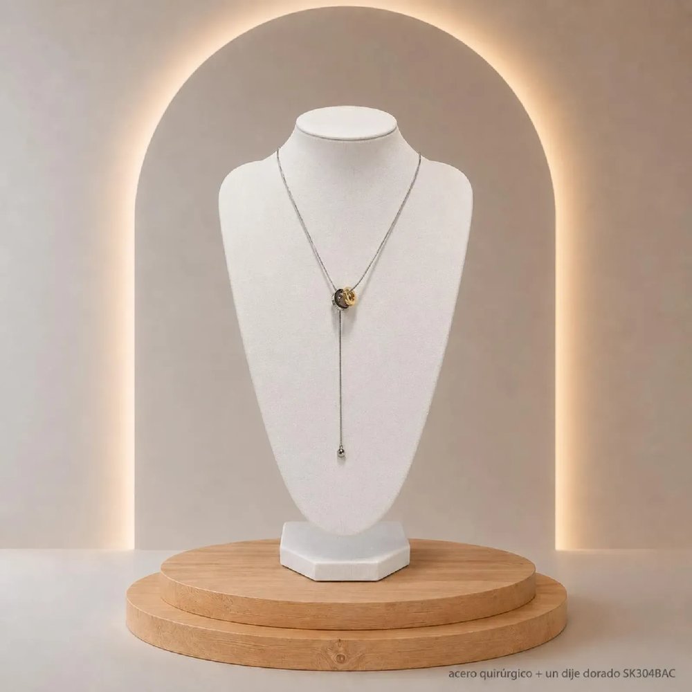 Collar Acero Corbatero Plateado SK304-BAC
