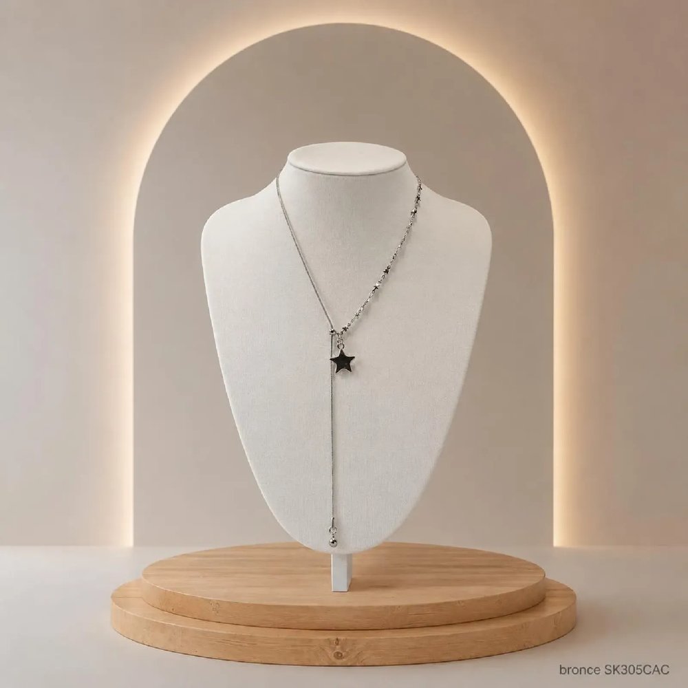Collar Acero Corbatero Plateado SK305-CAC