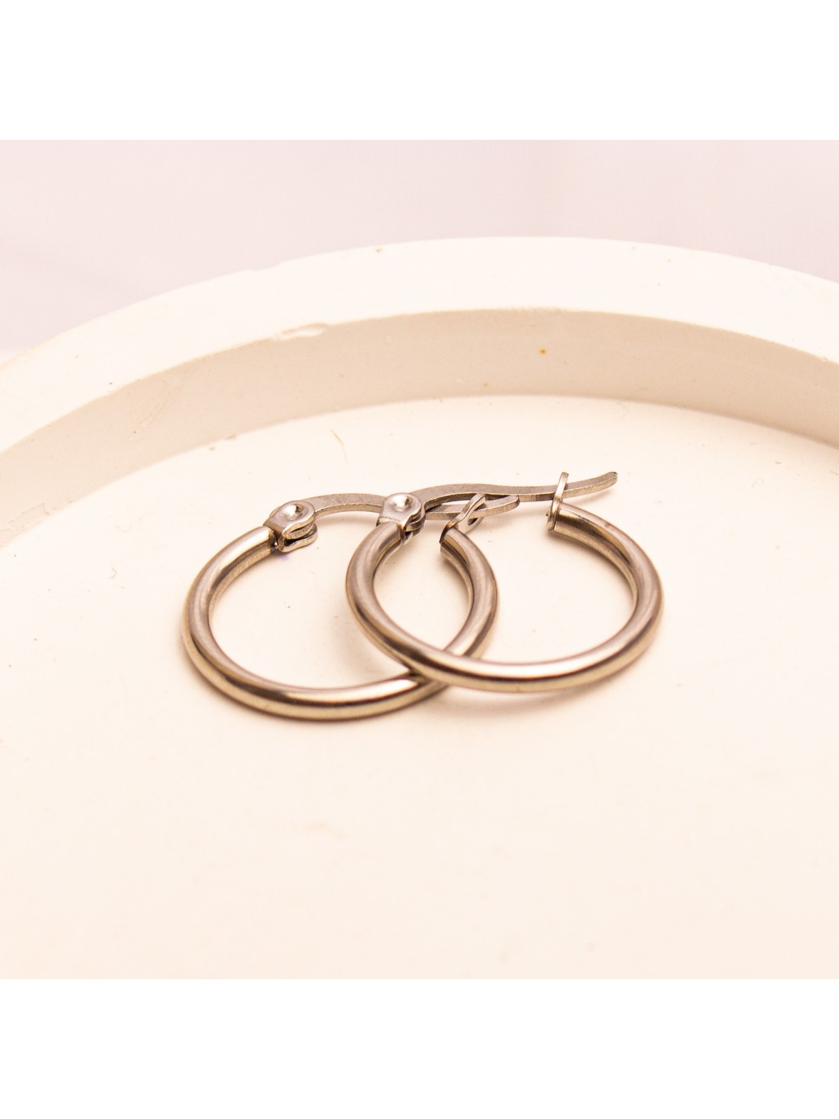 Aros Argolla De Acero Blanco SK573-PL