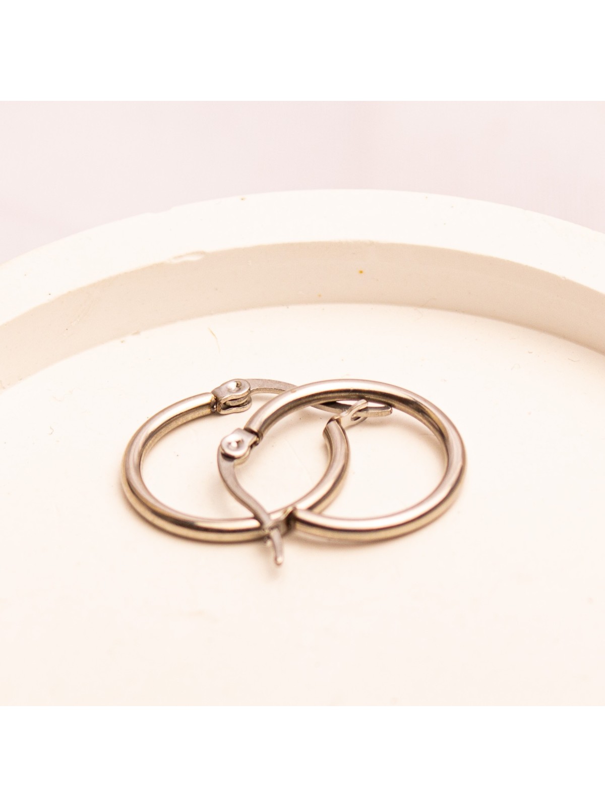 Aros Argolla De Acero Plateado SK575-AC