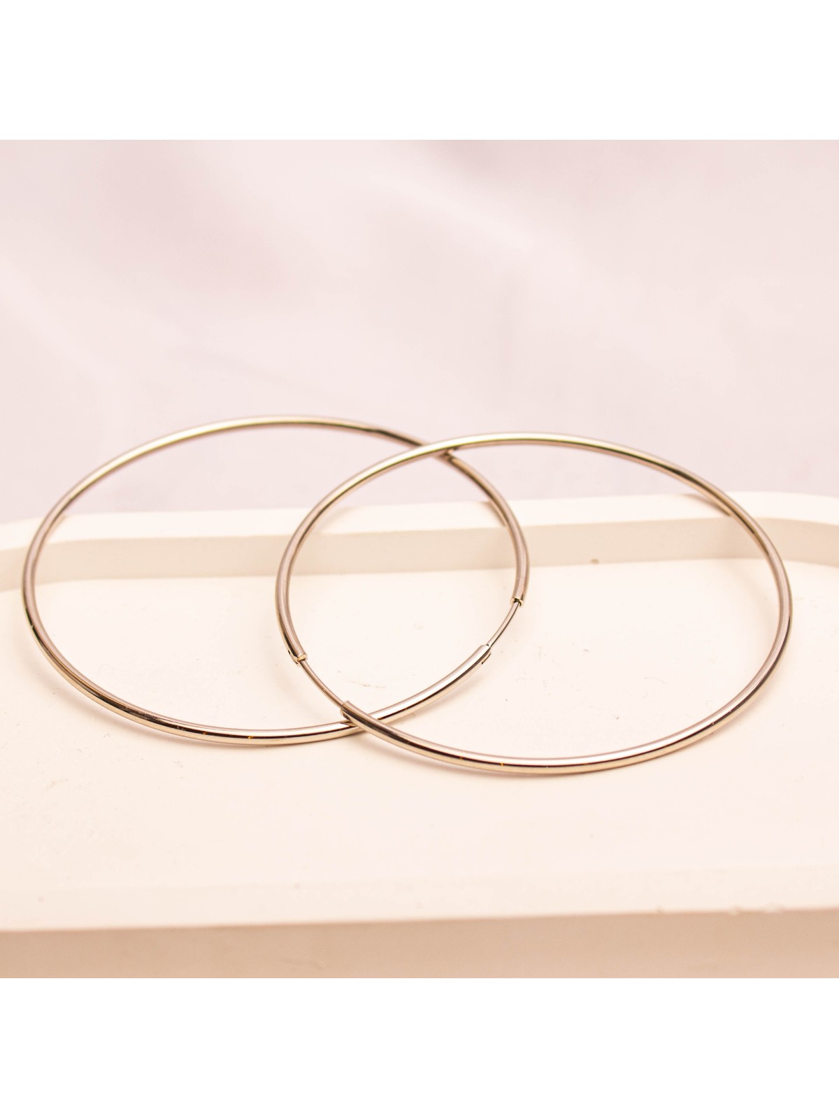 Aros Argolla De Acero Plateado SK455-AC