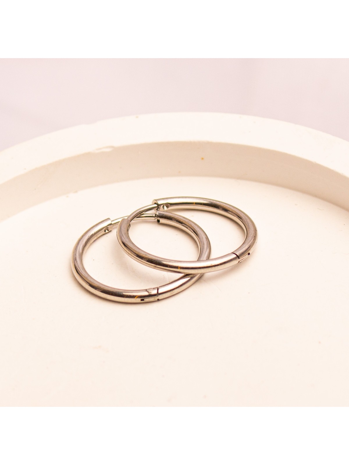 Aros Argolla De Acero Plateado SK393-AC
