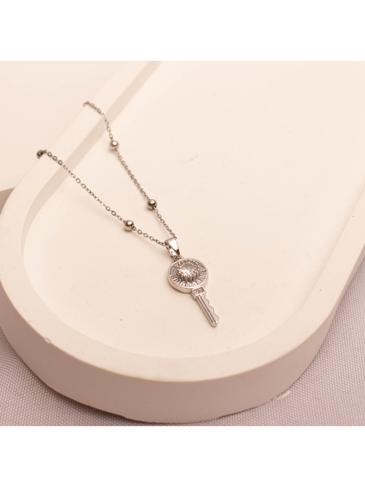 Collar Acero Plateado SK337-BAC