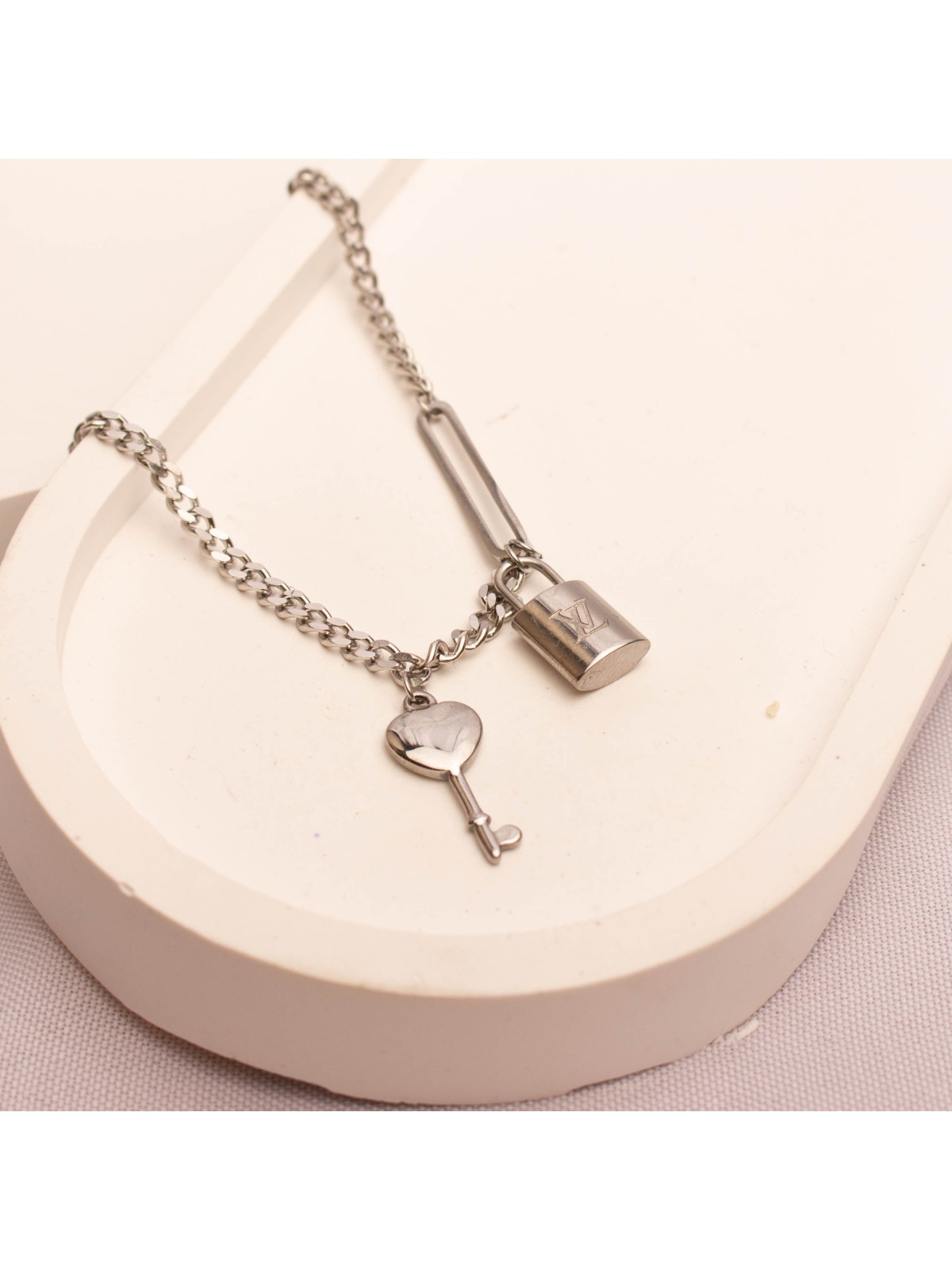 Collar Acero Plateado SK323-BAC