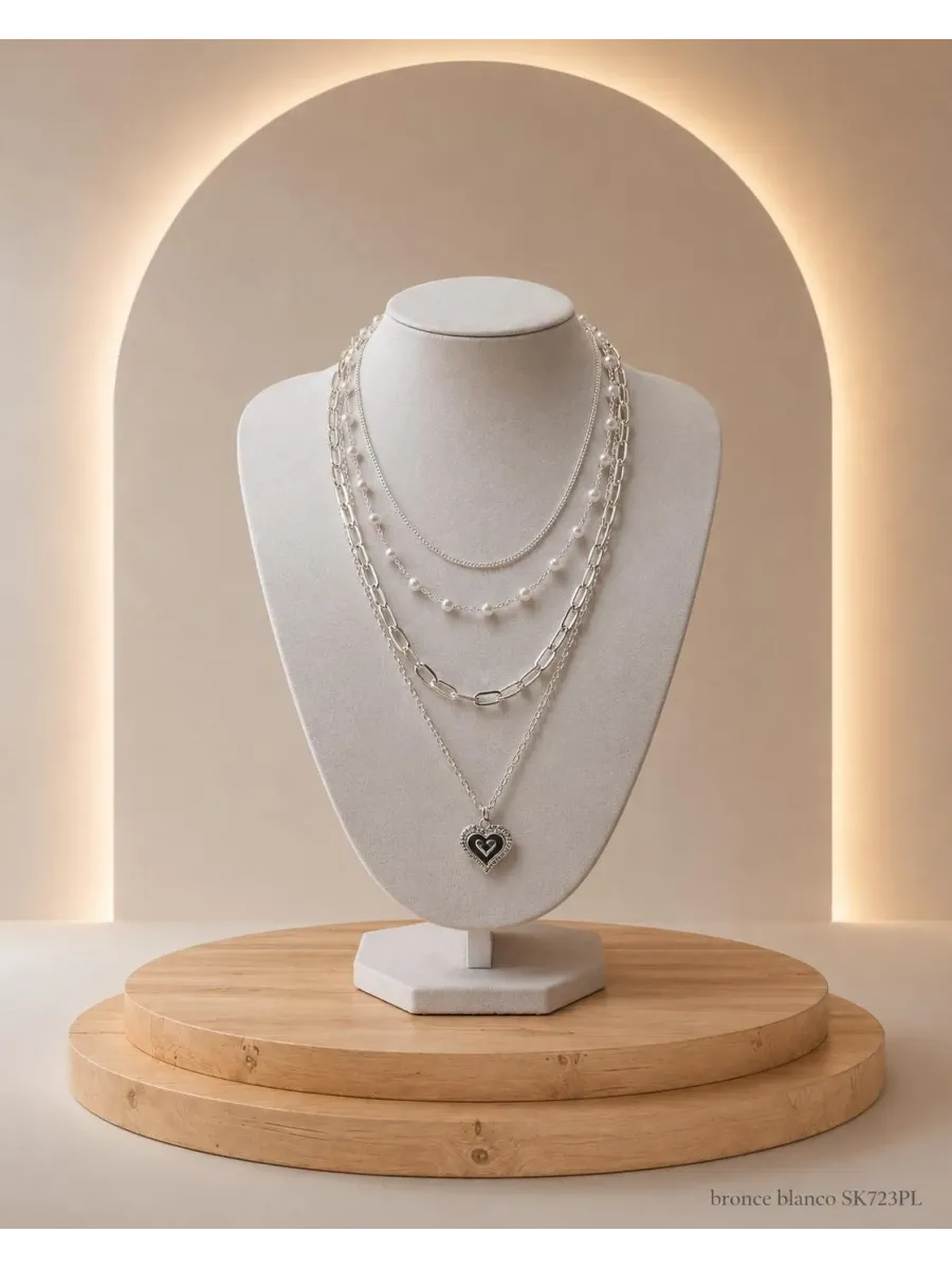 Collar Multicadena Blanco SK723-PL