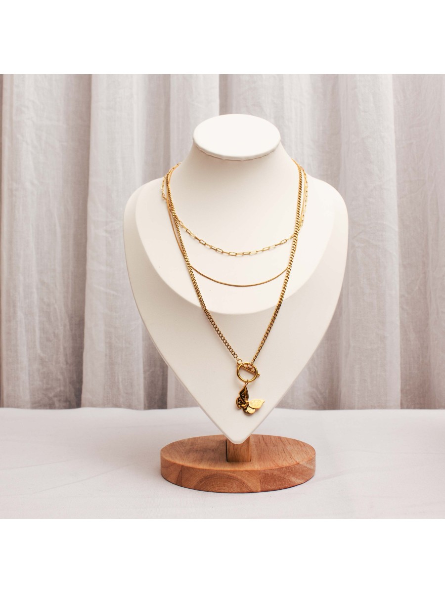 Collar Acero Dorado SK320-BOR