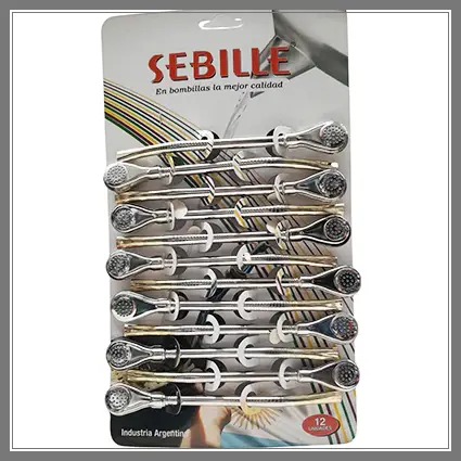 519-08 BOMBILLA BRONCE NIQUELADO DESARMABLE ECO CURVA LARGA 15 CM PACK X 12