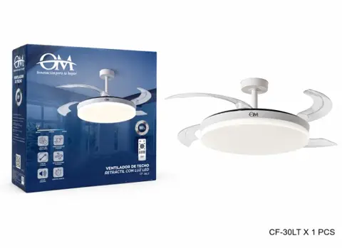 VENTILADOR TECHO OM ASPAS RETRACTIL C CTROL