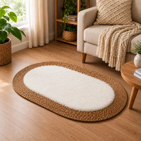 Alfombra ovalada de yute tejida 60cm