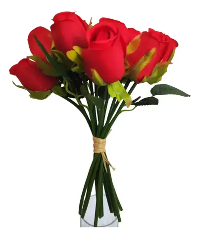 Ramo Pimpollo Rosa Artif X 12 Flor Individ. Novia Centro Mes