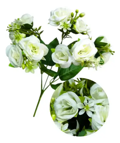 Ramo Flor Rosa Artif Viene 10 Flores 32cm Alto Deco