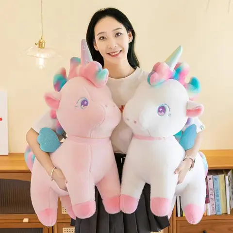 XR0462 Unicornio angel piel de conejo 45cm