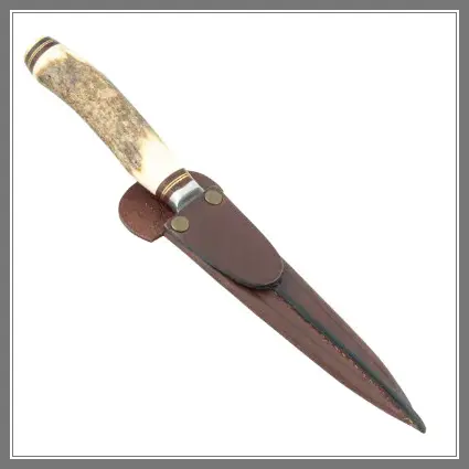 514-984 CUCHILLO HOJA ACERO INOX SCHMEIDEN 12 CM ENCABADO EN ECO CIERVO, VAINA VAQUETA