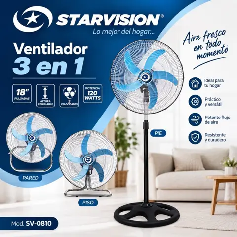 VENTILADOR 3 EN 1 DE 18″ STAR VISION SV-0810