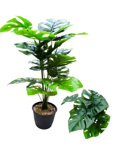 Planta Hoja Artificial Alto 62 cm Con Maceta