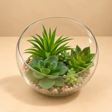 SUCULENTA ARTIFICIAL VIDRIO