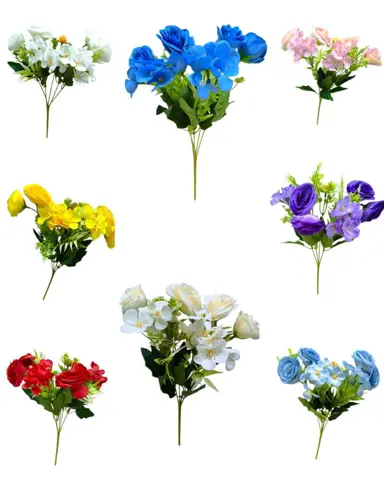 Ramo Flor Rosa Viene 4 rosas C/Flor Hortensia 32cm