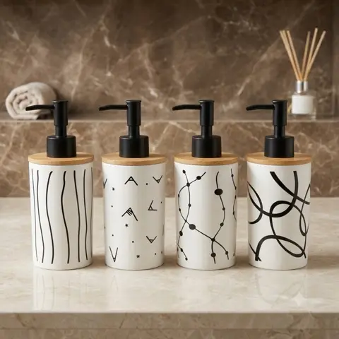 DISPENSADOR DE JABÓN LÍQUIDO CON TAPA DE BAMBÚ
