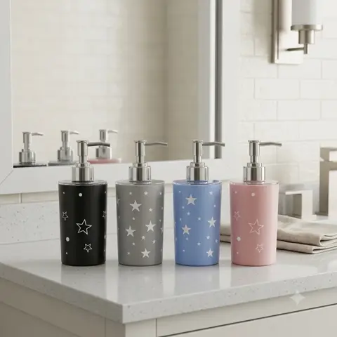 DISPENSADOR DE JABÓN LÍQUIDO CON DISEÑO DE ESTRELLAS