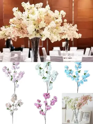 Vara Flores Cerezas Premium Blanco Artificial Alto 1m