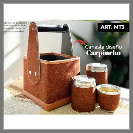 221-MT3 CANASTA MATERA SIMIL CARPINCHO, sin accesorios