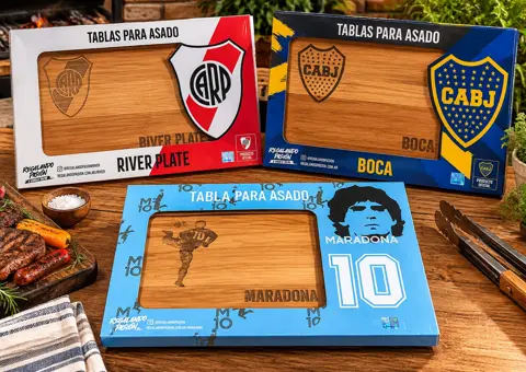 Tabla para asado boca/river/maradona 35x45