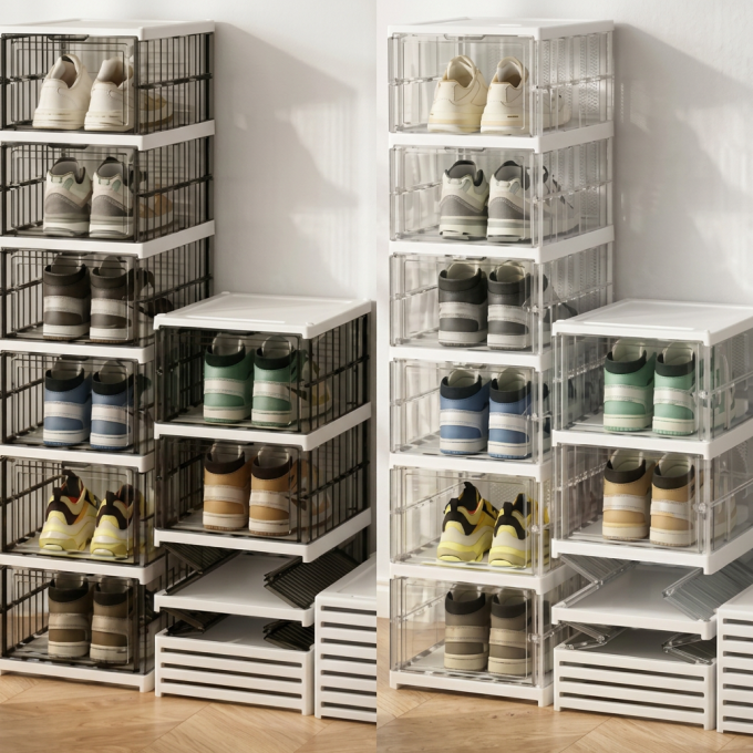 Organizador De Zapatillas Plegable Transparente 6 Niveles